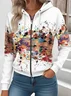 Women's Artistic Gradient Pattern Hooded Jacket Casual Comfort Regular Sweatshirt