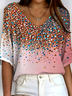 Women's Ribbed T-Shirt Casual Comfort 3/4 Sleeves Regular Top