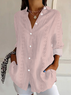 Women's Long Sleeve Shirt Spring/Fall Pink Abstract Buckle Shirt Collar Regular Sleeve Daily Going Out Casual Top