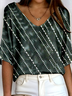 Women's Ribbed T-Shirt Casual Comfort 3/4 Sleeves Regular Top