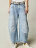 Buckle Cotton Loose Casual Women's Loose Wide Leg Pants Mid-low Rise Washed Scimitar Pants Jeans