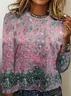 Women's Long Sleeve T-shirt Spring/Fall Pink Abstract Printing Jersey Crew Neck Daily Going Out Casual Top