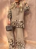 Casual Animal Print Crew Neck Two-Piece Set