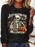 Women's Just Waiting for Halloween Funny Long Sleeve T-Shirt