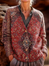 Women's Retro Ethnic Pattern Cardigan Casual Comfort Regular Sweater Jacket