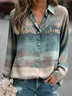 Women's Geometric Gradient Pattern Long Sleeve Shirt Loose and Comfortable Regular Top