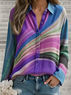 Women's Geometric Pattern Long Sleeve Shirt Loose and Comfortable Regular Top