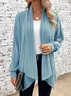 V Neck Plain Casual Cardigan