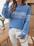 Crew Neck Casual Regular Fit Color Block Sweater