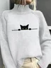 Cat Simple Turtleneck Regular Fit Sweater