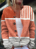 Women's Abstract Print Casual Long Sleeve Button Cardigan Sweater