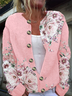 Women's Floral Print Casual Long Sleeve Button Cardigan Sweater