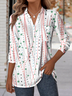 Women's Striped Polka Dot Pattern Patch Pocket Long Sleeve Shirt Regular Top