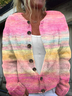 Women's Abstract Print Casual Long Sleeve Button Cardigan Sweater