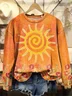 Floral Crew Neck Simple Sweatshirt
