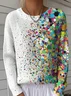 Women's Geometric Gradient Pattern Pullover Sweater Regular Autumn and Winter Top