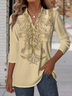 Women's Printed Pattern Patch Pocket Long Sleeve Shirt Regular Top
