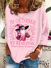 Women's October Halloween Pink Ghost Breast Cancer Awareness Warrior Crew Neck Long Sleeve Top