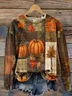 Women's Halloween Maple Leaf Autumn Print Round Neck Long Sleeve Sweatshirt