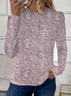 Women's Long Sleeve T-shirt Spring/Fall Pink Floral Printing Jersey Crew Neck Daily Going Out Casual Top