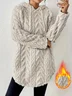 Women's Solid Color Hooded Long-Sleeved Plush Mid-Length Sweatshirt