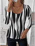 U-Neck Simple Geometric Tight T-Shirt