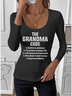 Simple U-Neck Letter Pattern T-Shirt