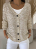 Women's Floral Print Casual Long Sleeve V-Neck Knitted Button Cardigan