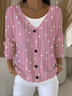 Women's Abstract Print Casual Long Sleeve V-Neck Knit Button Cardigan