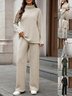 Women's Split Joint Plain Daily Going Out Two-Piece Set Apricot Casual Spring/Fall Top With Pants Matching Set