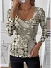 Simple Paisley Tight U-Neck T-Shirt