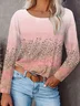 Women's Long Sleeve T-shirt Spring/Fall Pink Abstract Printing Jersey Crew Neck Daily Going Out Casual Top