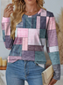 Women's Long Sleeve T-shirt Spring/Fall Pink Abstract Printing Jersey Crew Neck Daily Going Out Casual Top