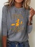 Women's Halloween Graphic T-Shirt Retro Fashion Classic Long Sleeve Crew Neck Regular Top