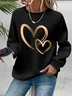 Casual Loose Heart/Cordate Crew Neck Sweatshirt