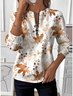 Women's Autumn Maple Leaf Pattern Long Sleeve Center Front Zip Casual Sweatshirt Regular Top