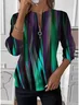 Women's Line Art Graphic Long Sleeve Center Front Zip Casual Sweatshirt Regular Top