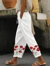 Women's  H-Line Baggy Pants Daily Going Out Pants White Casual Printing Floral Spring/Fall Pants