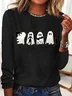 Women's Halloween Black Cat Long Sleeve T-Shirt
