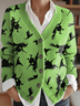 Women's Halloween Witch Print Knit Cardigan