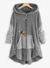 Loose Casual Solid Color Plush Hooded Sweatshirt