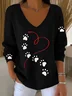 Women's Dog Paw Print Long Sleeve Top