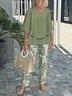 Bell Sleeve Crew Neck Casual Loose Two-Piece Set