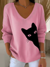 Women's Black Cat Print Top