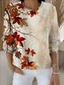 Crew Neck Vintage Maple Leaf Loose Sweater