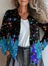 Women's Cardigan Christmas Pattern Button V Crew Neck Sweater Jacket