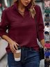Mock Neck Simple Solid Color Pleated Zip-up Collar Sweatshirt
