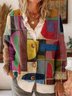 Bohemian Irregular Shapes Pattern Art Print Buttoned V-neck Cardigan Sweater