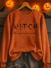 Women's Halloween Witch Casual Long Sleeve Crew Neck Sweatshirt