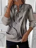 Women's Abstract Print Casual Zipper Long Sleeve Sweatshirt